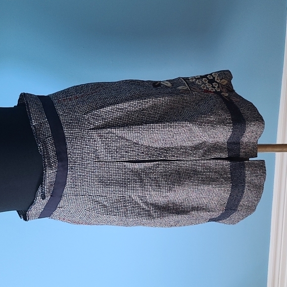 RENE Derhy tweed wool floral embroidery skirt , S - Picture 3 of 13